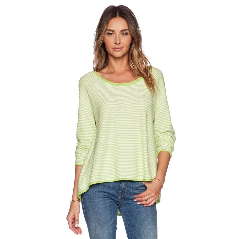 NWT Soft JOIE Hidalgo in Acid Lemon & Porcelain Pleat Back Knit Sweater M $178